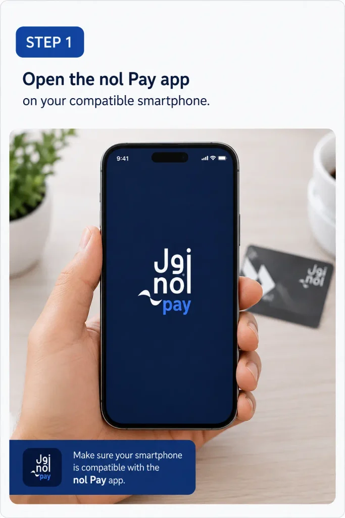 Open the nol Pay app on a compatible smartphone