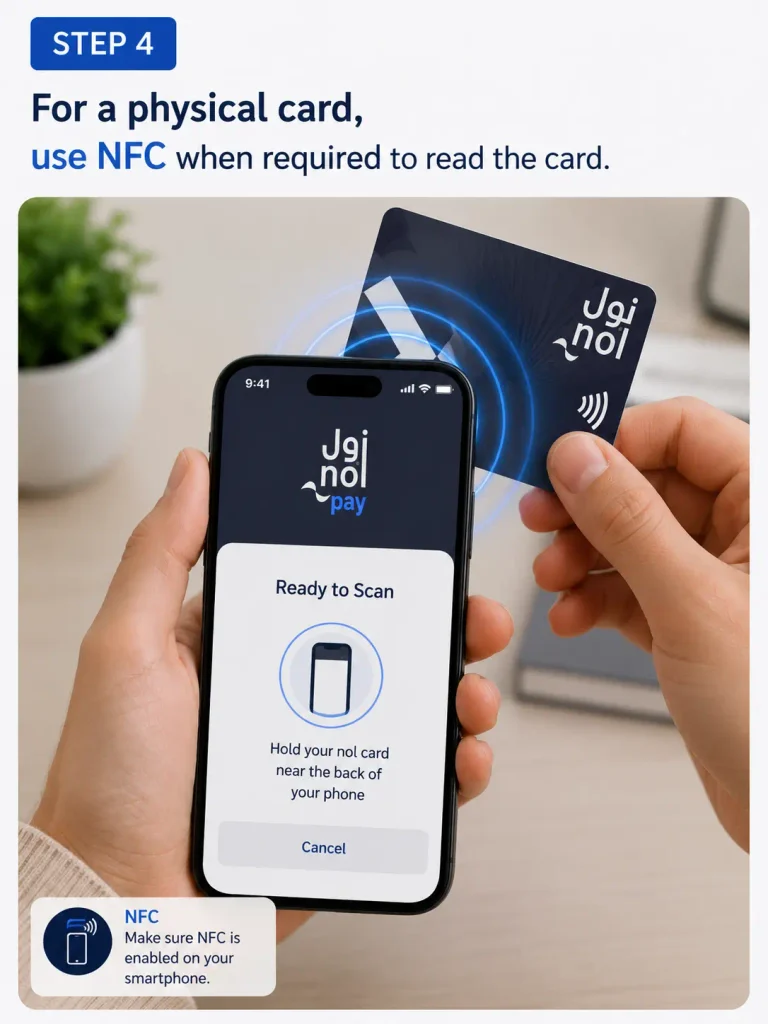 Scan a physical nol Card with NFC using the nol Pay app